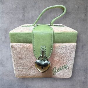 Juicy Couture Jewelry Box Pink & Mint Green Silver Heart *No Inside Drawers*